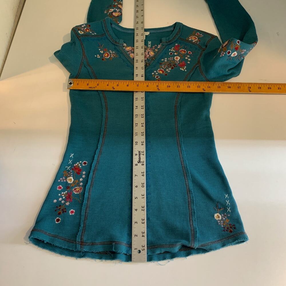 Sundance Top Womens XS Everglade Fayette Floral Henley Embroidered Long Sleeve - Picture 7 of 11